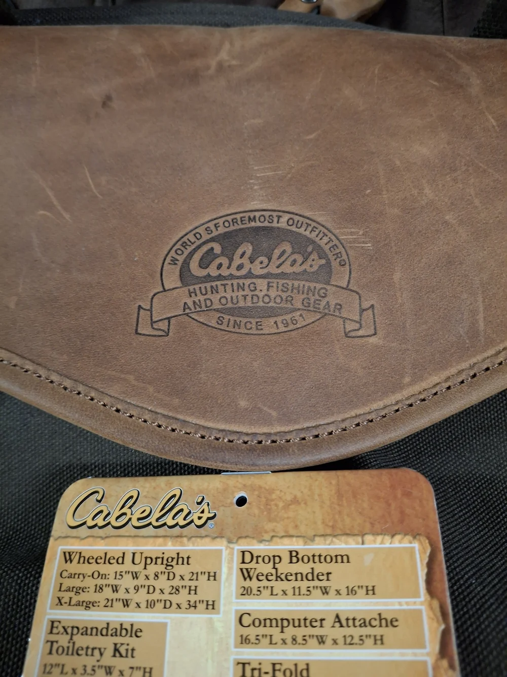 Cabela's Brown Leather & Olive Canvas Messenger Bag